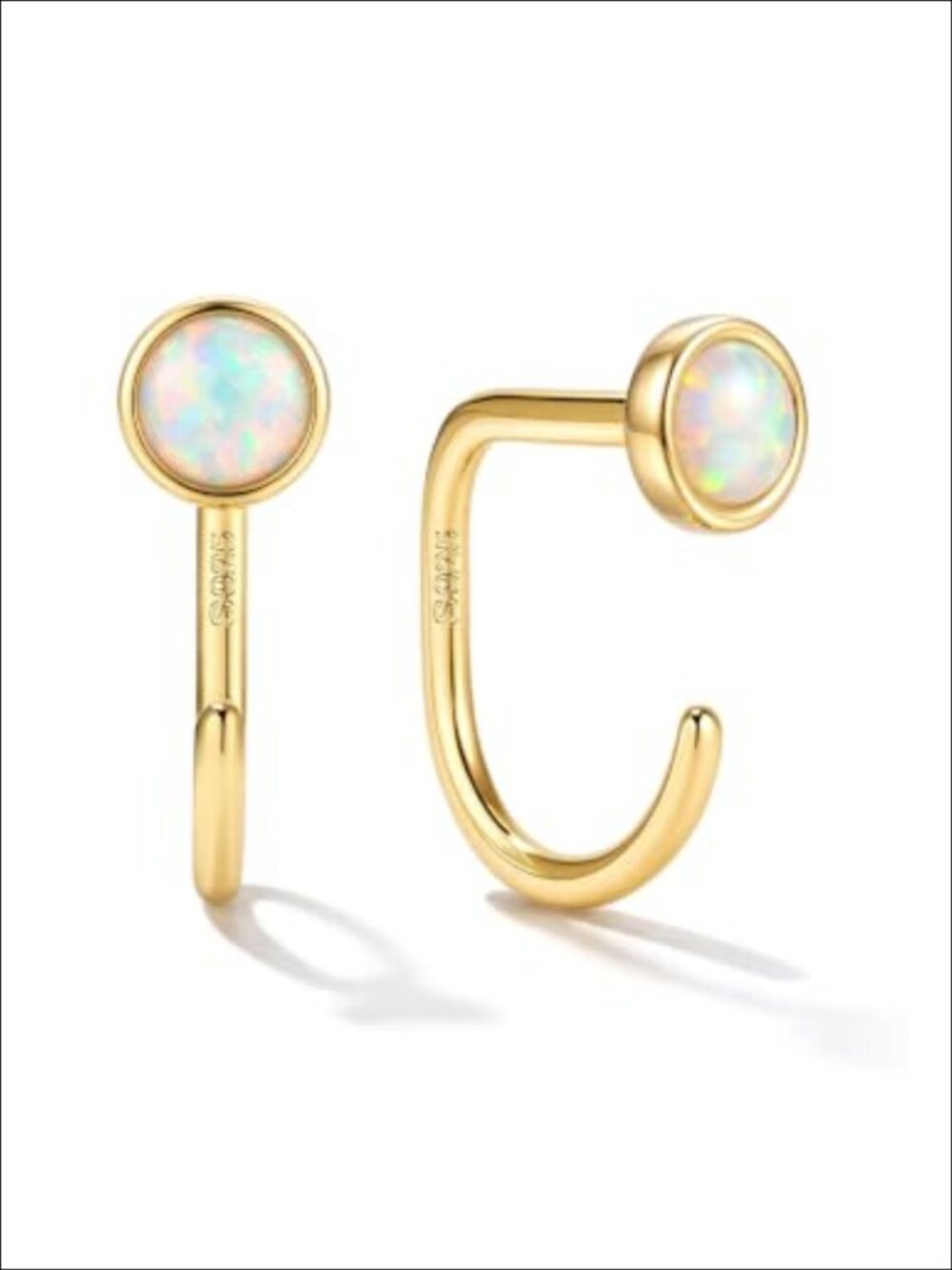 925 Sterling Silver Backless Half Hoop Earrings, 1 Pair